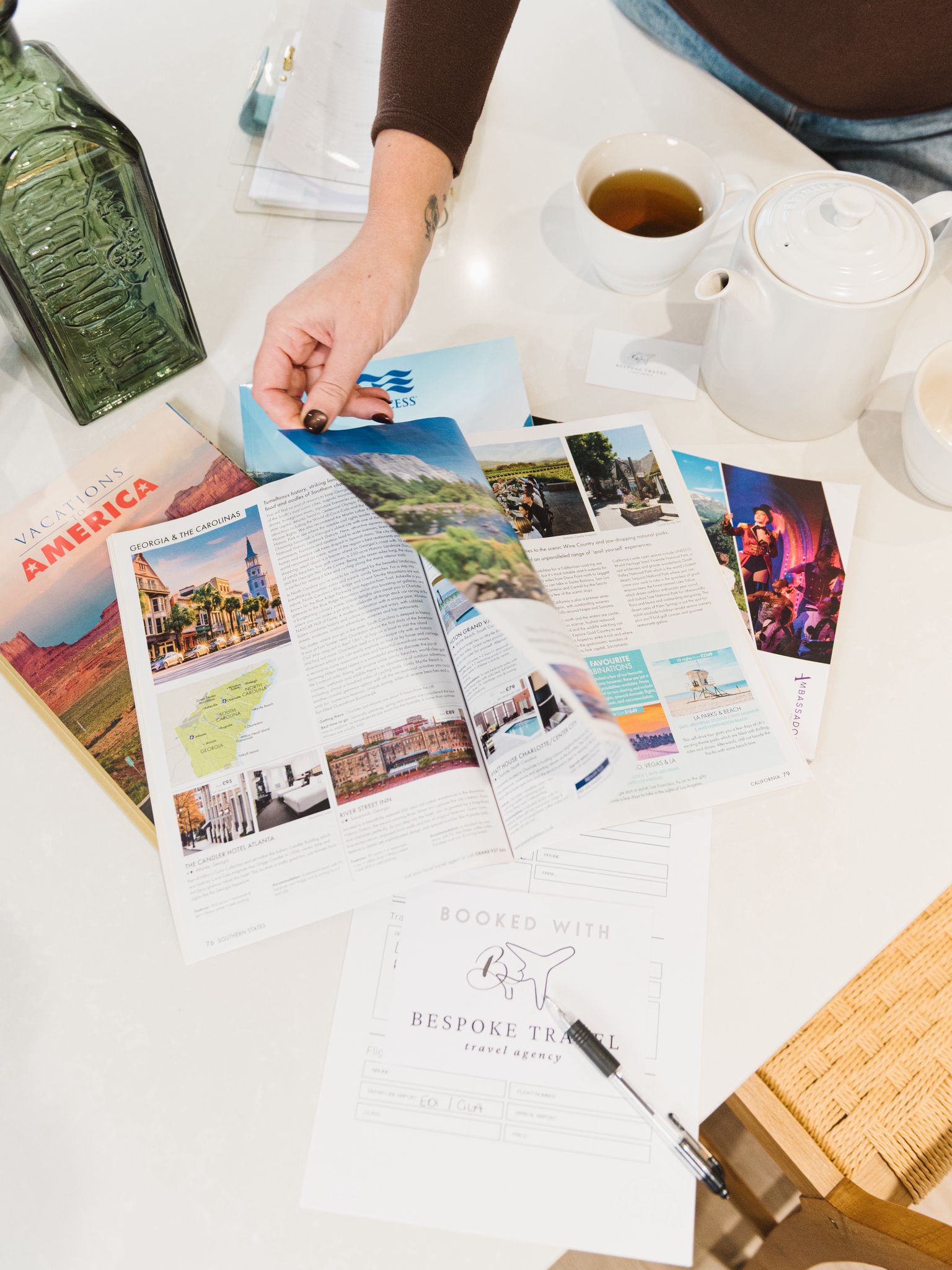 Travel planning flatlay