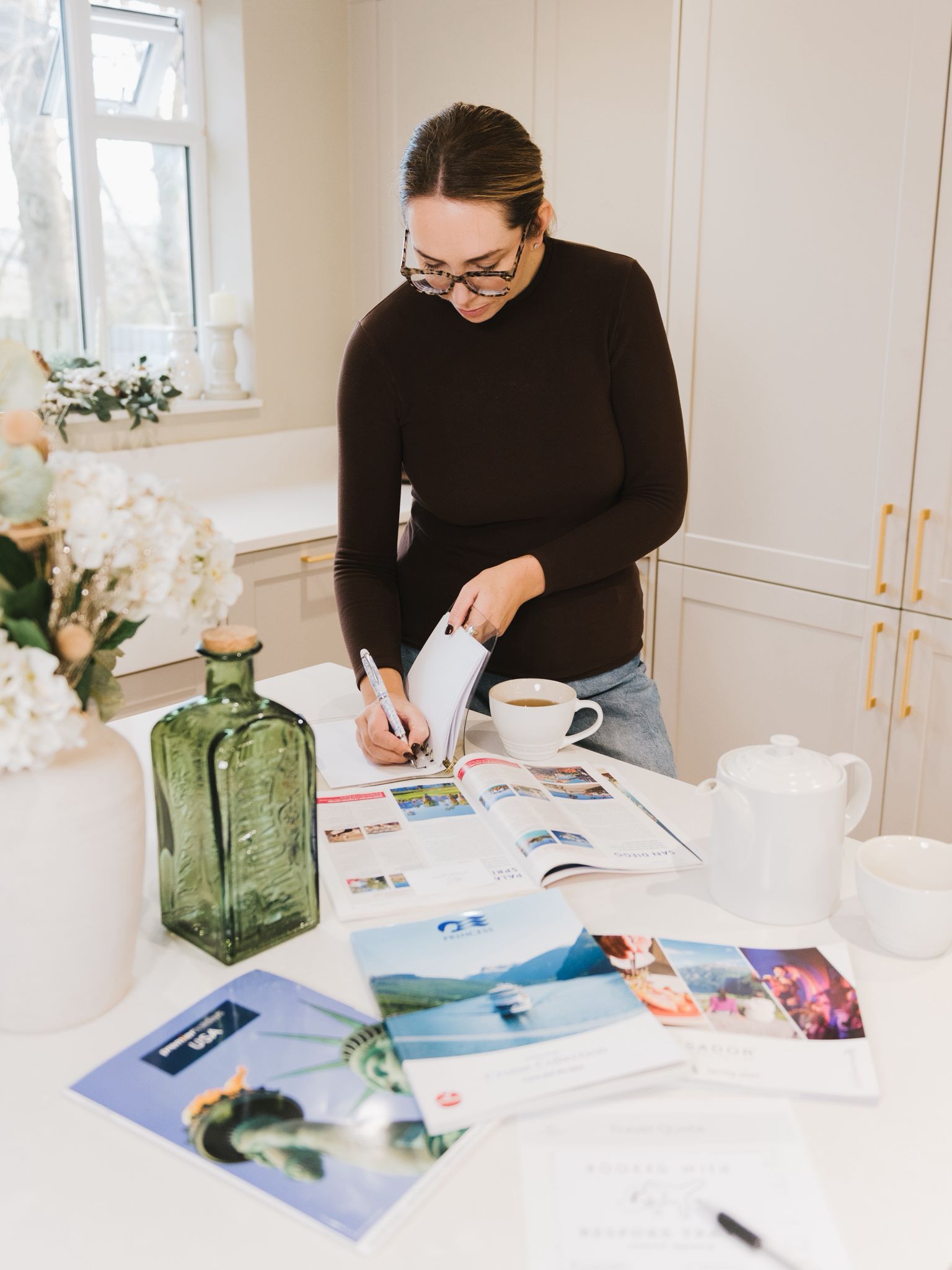 Lauren preparing itinerary details